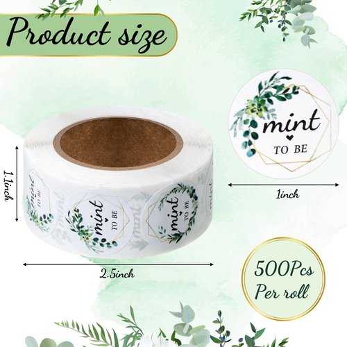 Colarr 500 Pieces Mint to Be Label Stickers Wedding Party Favors Sticker Labels 1 Inch Round Botanical Theme Wedding Stickers for Guests