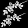 Isslly 2PCS Silver Rhinestones Hair Clips, Bridal Crystal Hair Pins, Gorgeous Rhinestone Hairpins Alloy Leaf Shape Barrettes for Women, Girls for Wedding, Parties (1 Pairs)