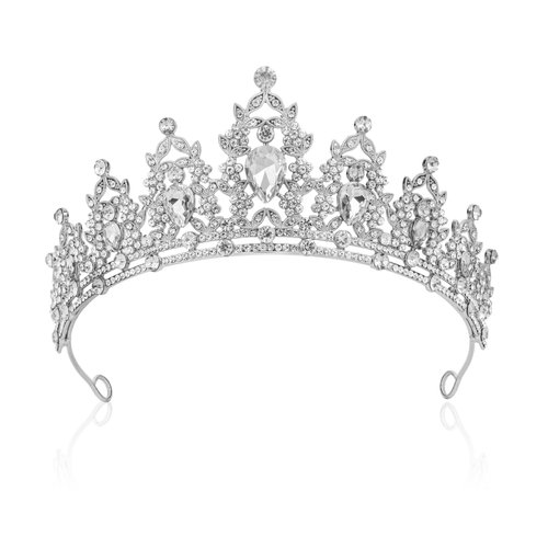 Tiara Crown,Princess Crown,Crown for Women,Tiara Adult,Silver Crown,Birthday Crown,Silver Tiara,Quinceanera Crown,Crystal Crown,Wedding Tiara,Prom Queen Crown,Crown Headband,Crown Costume,Bridal Tiara