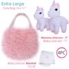 Perfectto Design Unicorn Toy for Girls Age 3-10. 4 PCS Set - Mommy and Baby Stuffed Animals, Bag and a Doll Blanket. Unicorn Gift for 3-8 Year Old Birthdays and Christmas.