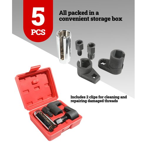 Zlirfy 5PCS Oxygen Sensor Removers,Automotive Oxygen Sensor Socket Wrench Remover Tool and Thread Chaser Set,O2 Oxygen Sensor Socket Set for Removing and Install Oxygen Sensors,Hex Vacuum Switches