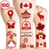 Canada Temporary Tattoos Happy Canada Day Party Decorations Favors Supplies Themed Cute Stickers 10 Sheets 100 PCS Gifts for Baby Girls Boys Class School Carnival