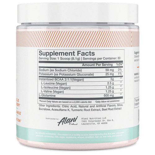 Alani Nu BCAA Sour Peach Ring | Branch Chain Essential Amino Acids | 2:1:1 Formula | Supplement Powder | Muscle Recovery Vitamins for Post-Workout | 30 Servings