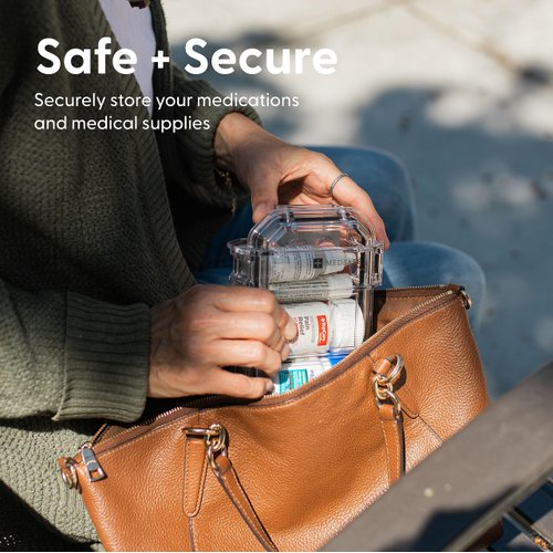 52 Personal Medical Locking Storage Container - Lockable Container for Storing Medications While On The Road Or at Home! CHILDPROOF!! for Storing Pain Killers, Insulin, and Diabetic Needles (Red)