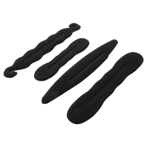 4 Pcs Sponge Hair Tray Hair Bun Maker Magic Hair Styler Set Hair Styling Sponge New Released Elastics and Ties Hair Accessories（Black ）