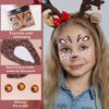 HIFANMM Christmas Fake Tattoos Glitter Xmas Reindeer Face Temporary Tattoos Cute Animal Deer Face Jewels Tattoo Stickers for Adults Kids Christmas New Year Eye Makeup Kit for Face Decor Supplies 2Pcs