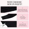 MAXITA Sew in Human Hair Extensions Jet Black Weft Hair Extensions Real Human Hair 100g 16 Inch Silky Stright Double Weft Black Hair Weft Extensions Sew in Real Hair Extensions