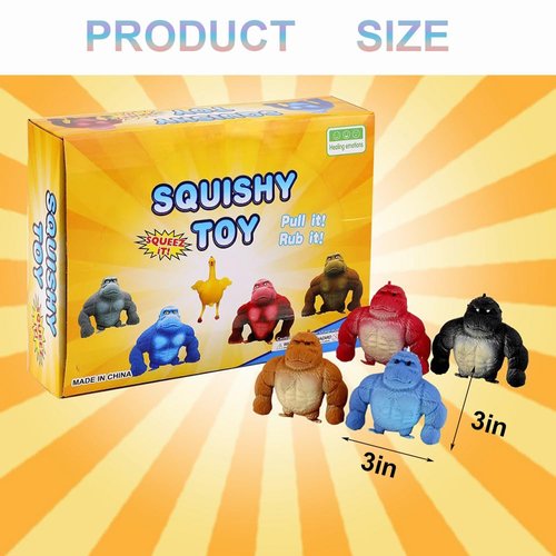 20 Pack Mini Monkey Stress Balls, Squishy Monkey Decompress and Squeeze Stress Toy, Squishy Fidget Toys Gorilla Toy Stress Relief Toy Autism Sensory Toys for Kids Party Favors
