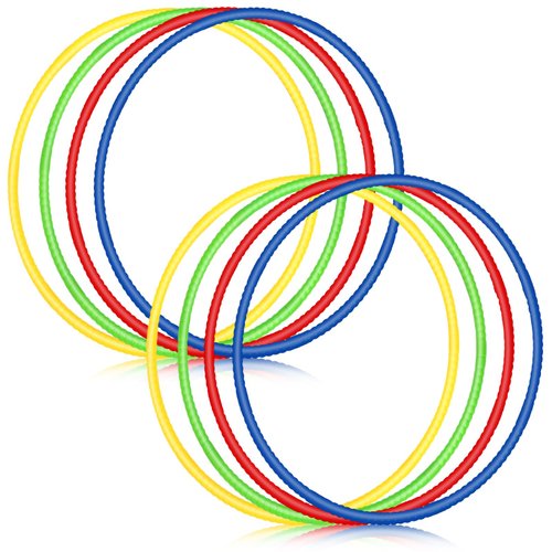 Sratte 8 Pcs Color Hoop Detachable Adjustable Hoop Exercise Ring Plastic Toys for Teens Games Gymnastics Dog Agility Equipment Party Decor, 4 Colors (Bright Colors,28 Inch)
