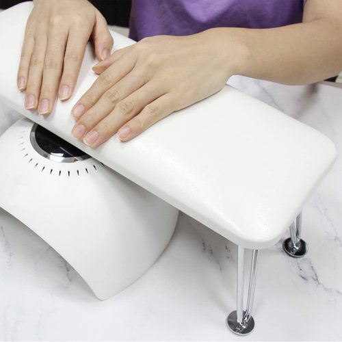 BQAN Nail Arm Rest, Arm Rest for Acrylic Nails with Non-slip, Professional Microfiber Leather Hand Rest Nail Table Desk Manicure Pillow Cushion for Nail Salon Use (White)