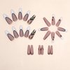 24 Pcs Fall Winter Press on Nails Long Ballerina Fake Nails with Design Cute Squirrel French Full Cover False Nails Autumn Thanksgiving Stick on Nails Acrylic Glue on Nails Matte Nails for Women Girls