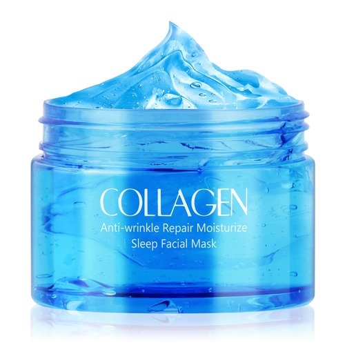 Collagen Overnight Face Mask Collagen Sleeping Mask with Hyaluronic Acid Hydrating Sleeping Face Mask Skincare, Firming, Anti-Wrinkle, Moisturizing, Smooth, Brighten and Barrier-Boosting, 3.53 OZ