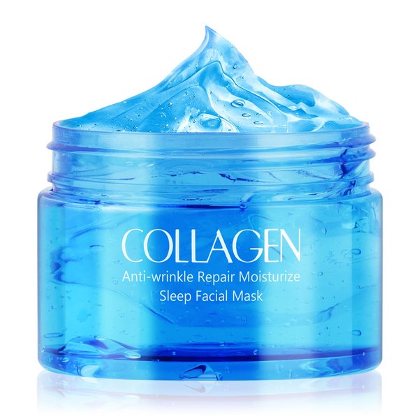 Collagen Overnight Face Mask Collagen Sleeping Mask with Hyaluronic Acid Hydrating Sleeping Face Mask Skincare, Firming, Anti-Wrinkle, Moisturizing, Smooth, Brighten and Barrier-Boosting, 3.53 OZ