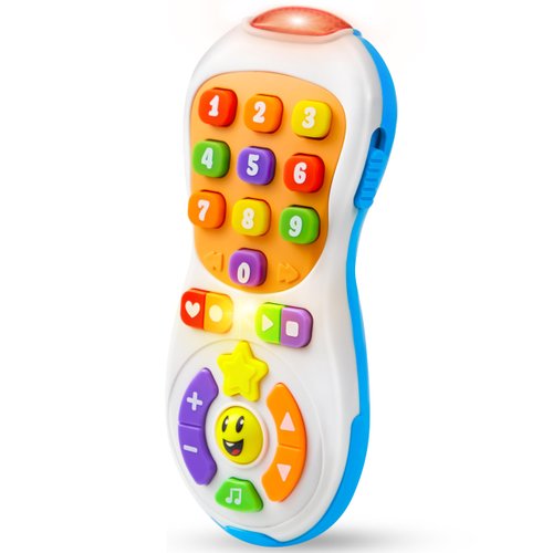 JOYIN Baby Toys 6-12 Months - TV Remote Control Toy with 40+ Music and Learning Phrases & Volume Control, Fun Toddler Learning Gifts for 1 2 3 Year Old Girls Boys Toys