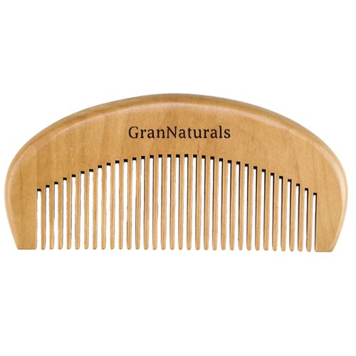 GranNaturals Wooden Comb for Detangling & Styling Wet or Dry Curly, Thin, Thick, Wavy, or Straight Hair - Small Pocket Sized Fine Tooth Natural Wood Comb for Women - Birthing & Labor Comb
