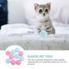 POPETPOP 10pcs Cat Toy Balls with Bell Plastic Lattice Jingle Balls Kitten Chase Pounce Rattle Toy for Pet Birthday Party Favor Supplies Blue Pink
