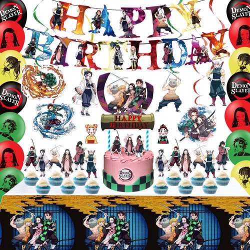 Anime Birthday Party Decorations, 99pcs Birthday Party Supplies Include Stickers, Banner, Cupcake...