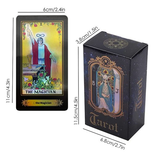 VOVOH Tarot Cards Holographic Tarot Deck for Beginners, 78 Classic Tarot Cards Surface Laser with Guidebook, Tarot Cards with Meanings on Them (English Edition)