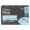 Dove Men Care Body + Face Bar Soap, Clean Comfort Mild Formula, 3.51 oz (100g) - 4 Bars4