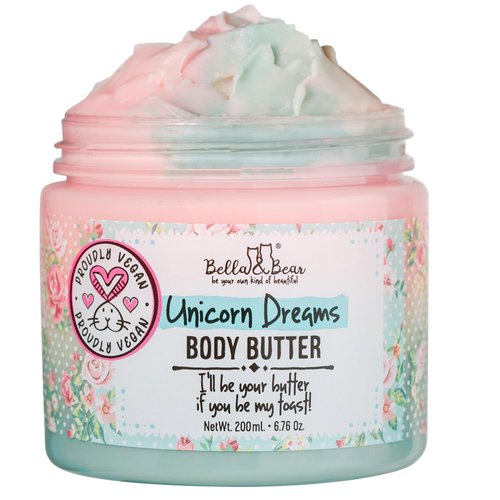 Bella & Bear Unicorn Dreams Body Butter - Skin Care Vegan, Cruelty-Free, Nourishing Butter Cream - Hydrating & Moisturizing Skincare - All Skin Types - Mango & pineapple with a hint of vanilla