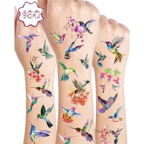 Hummingbird Temporary Tattoos,20 Sheets 160 Pieces Hummingbird Themed Tattoos Stickers Party Decoration Supplies Party favors for Kids Adults