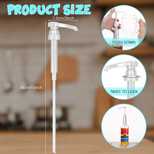 Zopeal 8 Pieces Syrup Pumps, Coffee Syrup Dispenser Pump, Flavor Syrup Pump Fits 750ml Bottles for Coffee Syrups Snow Cones Caramel Flavorings Bottle(White, 8 Pieces)