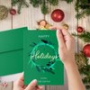 Holiday Christmas Green Blank 5x7 Greeting Cards with Green A7 Envelopes. (25 Per Pack)