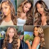 DULTEV Honey Blonde Lace Front Wig Human Hair Glueless Wigs Human Hair Pre Plucked 13x4 HD Body Wave Lace Front Wigs 4/27 Colored Highlight Ombre Lace Front Wigs For Women Human Hair