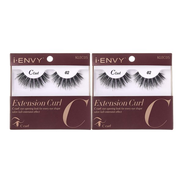 i-Envy 2 Pairs False Eyelashes C Curl Natural Lashes Salon Lash Extension Effect