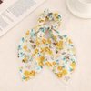 3 Pcs Flower Hair Scarf Scrunchies Chiffon Elastic Band Long Tails Scrunchy With Bows Hair Ties for Girl
