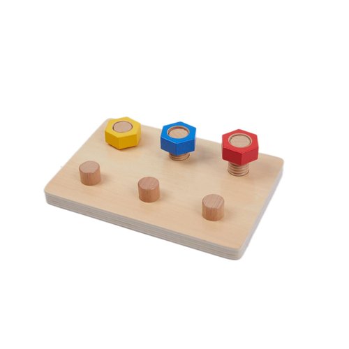 Wooden Toys for Toddlers 1 2 3 Years Old Jumbo 3 Color Wooden Nuts and 6 Bolts On Board,Wooden Puzzle Stacking Toys for Occupational Therapy Toys Fine Motor Skills for 18 Months Boys Girls Baby Gift