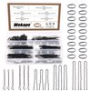 Wokape 380Pcs 2 Inch Black Bobby Pins and 2.4 Inch U Shaped Hair Pins with Black Rubber Bands Soft Elastic Bands Assortment Kit, Blonde Hair Pins for Buns Women Girls with Storage Box