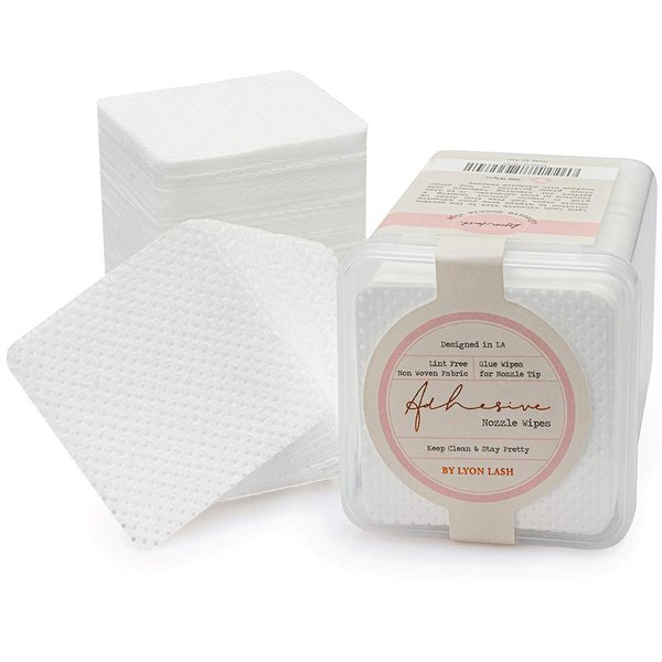 Lyon Lash Eyelash Extension Glue Adhesive Wipes 200 PCS | Glue Residue Remover Cleansing Pad Lint Free | Essential Lash Extensions Supplies Accessories Tools
