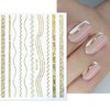 9 Sheet Gold Line Nail Art Stickers 3D Self-Adhesive Metal Nail Decal Laser Gold Flower Leaf Butterfly Flame Design Nail Art Supplies for Women Acrylic Nail Decorations Accessories
