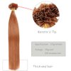 Saisifen Curlable U-tip Human Hair Extensions 30# Medium Auburn 50g 100 Strands Keratin Nail Tip Hair Extension Straight Brazilian Remy Hair 16 Inch (40cm)