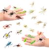 PINOWU Insect Bug Toy Figures for Kids Boys Girls (24pcs), 2-4” Fake Bugs - Spiders, Cockroaches, Scorpions, Crickets, Lady Bugs, Mantis and Worms for Education and Christmas Party Favors