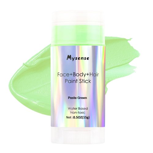 Mysense Pastel Green Face Body Hair Paint Stick,Water Based Washable Temporary Hair Color,Non-toxic Cream Body Paint Stick for Adults and Kids Halloween Cosplay Beetlejuice Makeup,0.5oz