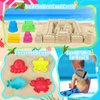 FUSPWEAO Collapsible Beach Toys Sand Toys for Kids, Sandbox Toys with 2 Collapsible Beach Buckets, Mesh Bags, Sand Molds, Sand Castle Toys for Beach, Travel Beach Toys for Kids 3-10