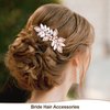 HINZIC 2pcs Wedding Hair Combs Crystal Rhinestone Bridal Hair Combs Pearl Hair Comb Side Wedding Hair Pieces Wedding Hair Accessories for Brides Women Girls(Pink-gold, Silver)