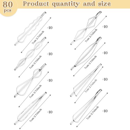 80 Pcs Hair Pins Set Metal Hair Clips Bobby Hair Barrettes Geometric Minimalist Hairpin Decorative Hair Styling Jewelry Hair Clamps for Girls and Women Headwear Accessories（Silver）