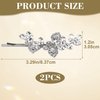 Isslly 2PCS Silver Rhinestones Hair Clips, Bridal Crystal Hair Pins, Gorgeous Rhinestone Hairpins Alloy Leaf Shape Barrettes for Women, Girls for Wedding, Parties (1 Pairs)