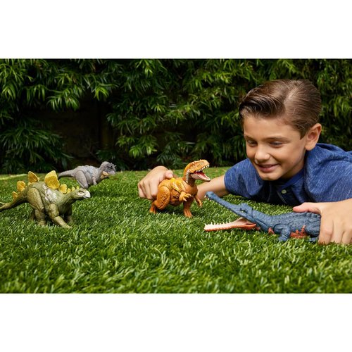 Mattel Jurassic World Wild Roar Dinosaur Toy with Sound & Attack Move, Megalosaurus Posable Action Figure Includes Digital Play, 11 inches Long