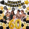 60th Birthday Decorations for Men Women, Black Gold 60th Birthday Balloons Cheers to 60 Years Banner Hanging Swirls for Happy 60th Birthday Decoration Anniversary Party Supplies Favors