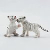 Gemini&Genius White Tiger Family Set Realistic Animal Figurines with Cub, Safari Animals Family Playset Figures, Educational Wildlife World Models, Cake Toppers Christmas Birthday Gift for Kids
