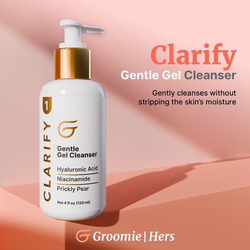 Groomie Gentle Gel Cleanser for Face - Gentle Facial Cleanser Hydrates & Strengthens Skins Barrier - Niacinamide Helps Reduce Redness & Irritation for Sensitive Skin - Moisturizing Face Wash