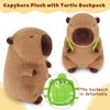 Achwishap Capybara Plush,Cute Plushies Capybara Stuffed Animal,Soft Capybara Plush Toys,Kawaii Plush Stuffed Toys with Turtle Backpack Plushies Gifts for Kids Adults Birthday(Capybara Turtle,14”)