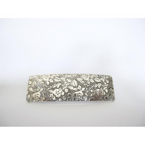 Shiny silver flowers leaves vine metal flower filigree hair clip barrette