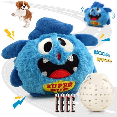 Petbobi Interactive Dog Toys for Boredom - Moving Dog Toy for Stimulating Play, Pet Plush Squeaky Dog Toys for Small Medium Dogs with 4 Batteries, Blue