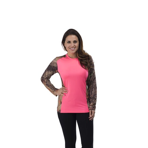 TrailCrest by Treel Women's 4 Way Stretch Performance Long Sleeve Camo T-Shirt, XL, Pink