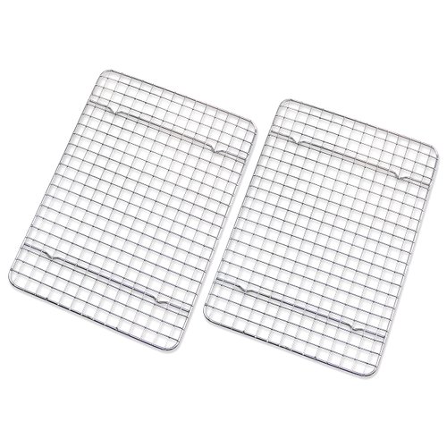 Checkered Chef Cooling Rack - Set of 2 Stainless Steel, Oven Safe Grid Wire Cookie Cooling Racks for Baking & Cooking - 8” x 11 ¾"